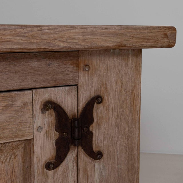 1970s French Brutalist Oak Buffet With Iron Hardware For Sale - Image 12 of 18