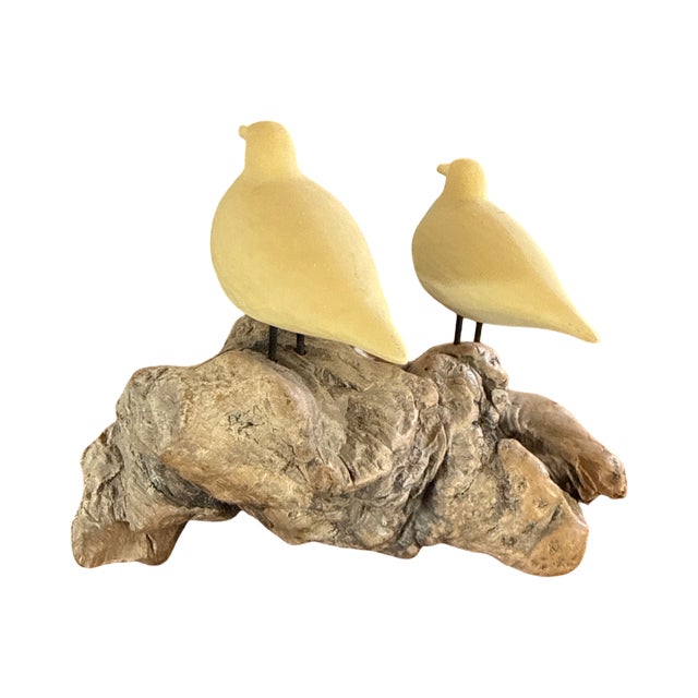 1970s Organic Modern Shorebird Sculpture on Burl Wood Base For Sale - Image 4 of 6