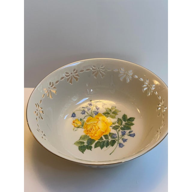 LENOX "Victorian Rose" pattern reticulated centerpiece or serving bowl 9.5 inches in diameter, perfect to adding elegance...