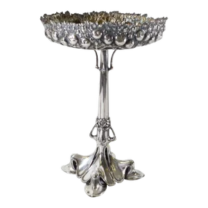 Early 20th Century German 800 Silver Art Nouveau Secessionist Judaica Compote by Lazarus Posen