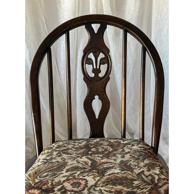 Wood Set of Four Vintage Oval Back Dining Chairs With Floral Cushion For Sale - Image 7 of 13