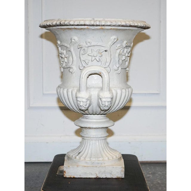 Gold Victorian Painted Cast Iron Urn For Sale - Image 8 of 13