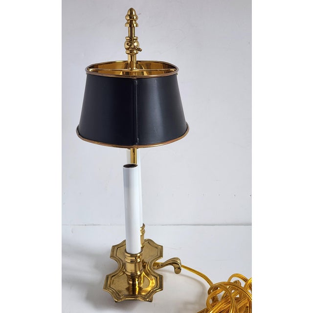 Metal Vintage French Bouillote Brass & Tole Table Lamp For Sale - Image 7 of 16