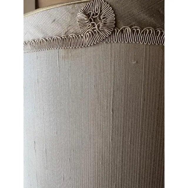Tall Mid-Century Silk Dupioni Drum Lamp Shade For Sale - Image 9 of 9