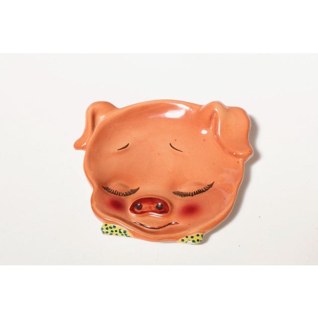 Set of Three Hand Painted Vintage Italian Ceramic Wall-Mounted Decorative Plates - Pinocchio, Cat and Pig For Sale - Image 11 of 16