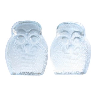 1960s Blenko Art Glass Owl Bookends - a Pair For Sale