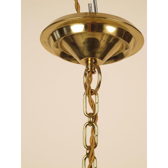 Metal Late Jugendstil Pendant Lamp in Brass and Opaline Glass, Vienna, Austria, 1900s For Sale - Image 7 of 11