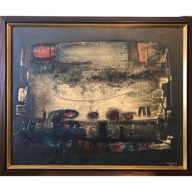 Abstract oil on canvas painting by Ivan Freitas. 25" x 31" inch canvas, framed to 30" x 36". Bearing a Barcinski Art...