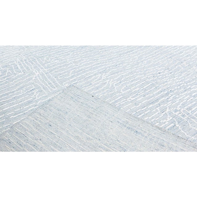 Baby Blue Contemporary Fretwork Rug by Doris Leslie Blau For Sale - Image 8 of 9