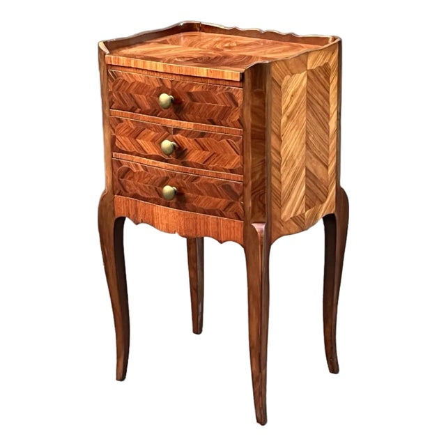 1900-1909 French Antique Shabby Louis XV Style Side Table Nightstand For Sale