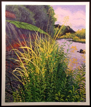 1988 "Tonto Creek" Lansdcape Woodcut Etching by Gordon Mortensen