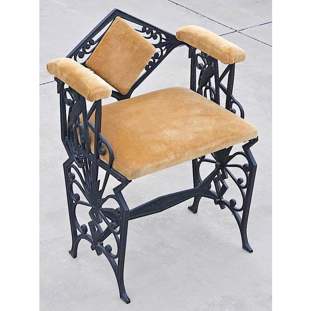 Vintage Art Deco Cast Iron “Paradise Bird” Vanity Chair / Dressing Stool For Sale In Naples, FL - Image 6 of 18