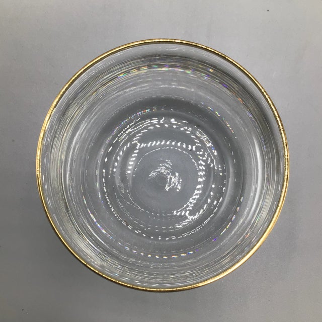 Bohemian Crystalex Geneve Old Fashion Gold Rim Whiskey/Scotch/Bourbon Glasses With Pressed Teak Tray-Set of 13 For Sale In Sacramento - Image 6 of 13