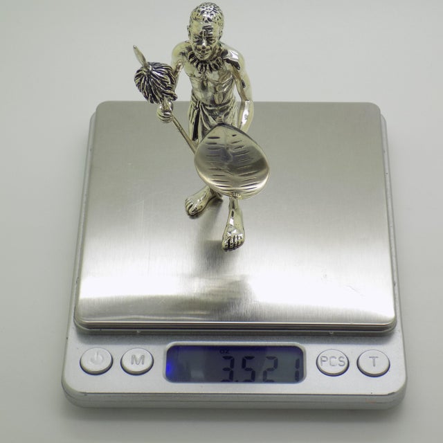 Large Vintage Italian Silver 800 Zulu Warrior Figurine by Angini, Arezzo, Tuscany, 1970s For Sale - Image 15 of 18