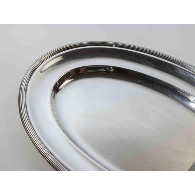 Large Modern Oval Silver-Plated Serving Tray, Italy, 1970s For Sale - Image 3 of 5