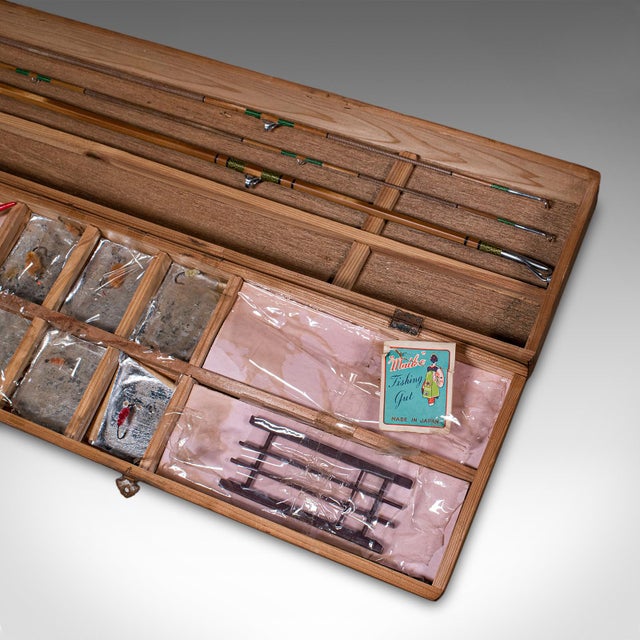 Vintage 2 Fishing Rod Case, Japanese, Bamboo, 11ft, 8ft, Champion, Mid Century For Sale - Image 11 of 12