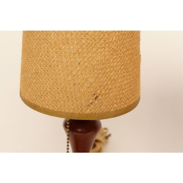 Wood 1960s Danish Modern Diminutive Sculptural Teak and Brass Table Lamps - a Pair For Sale - Image 7 of 17
