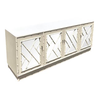 Vintage Regency Omega Chinese Chippendale Mirrored Credenza For Sale