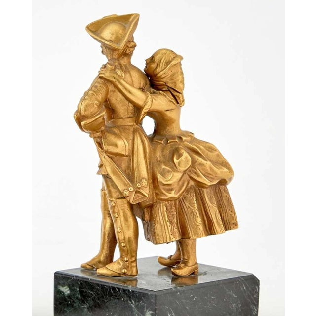 Bronze 18th Century Pair of French Gilt-Bronze Figural Groups of Courting Couples For Sale - Image 8 of 13
