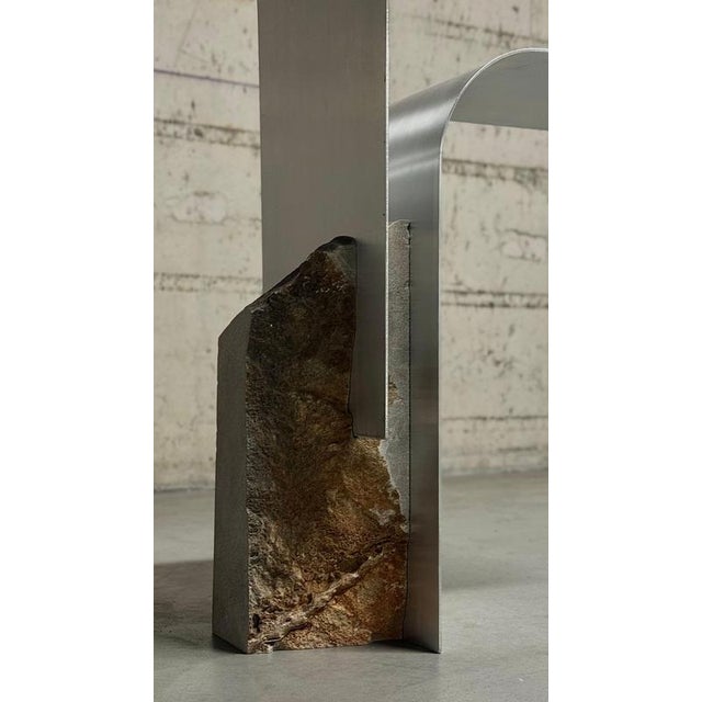 Tau Coffee Table in Raw Aluminum & Aurisina Marble by D´ARK Atelier For Sale - Image 4 of 18