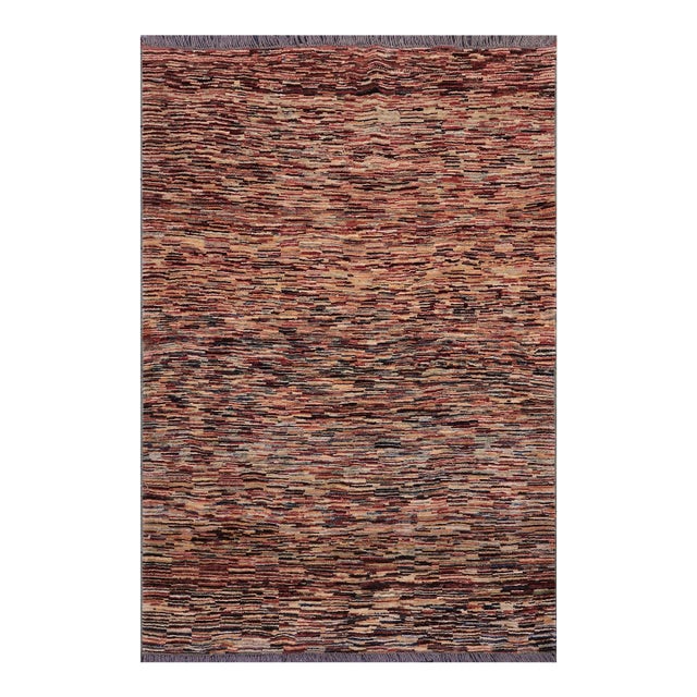 Bohemian Gabbeh Beige/Blue Wool Rug - 4'3'' X 5'3'' For Sale