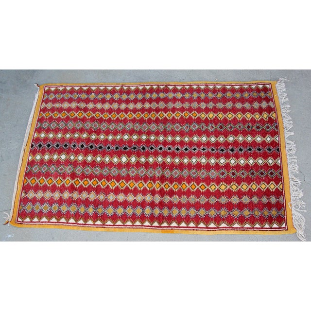 1980s Vintage Moroccan Boujad Hand-Woven Tribal Rug For Sale In Palm Springs - Image 6 of 13