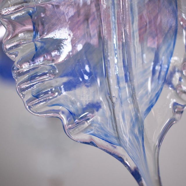 Glass Vintage Baroque Style Pink and Blue Floral Murano Chandelier For Sale - Image 7 of 12
