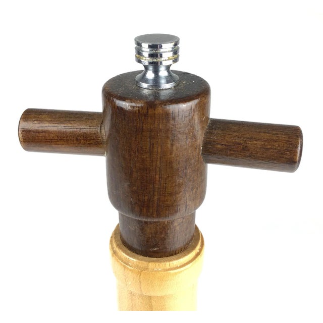 Vintage Wood Peppermill Etched Wine Bottle Shape For Sale - Image 4 of 12