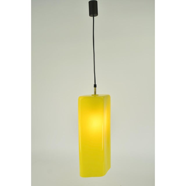 Glass Rare 1950s Murano Glass Pendant Light Massimo Vignelli Vistosi Venini | Rhomboid Diamond Yellow Ceiling Lamp Mid Century Modern Vintage For Sale - Image 7 of 7