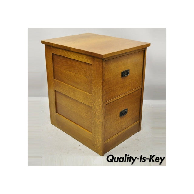 L J G Stickley Arts Crafts Mission Oak Wood Two Drawer Office File Cabinet Chairish