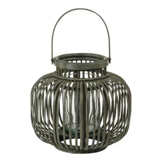 Dumai Gray Bamboo Decorative Lantern, Small For Sale