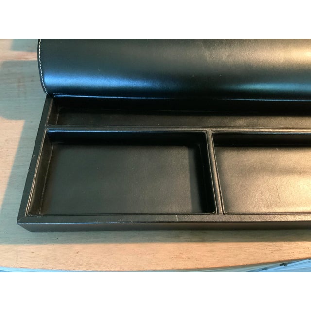 Traditional 1980s Levenger Black Leather Desk Organizer For Sale - Image 3 of 11
