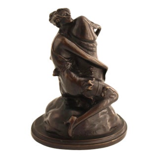 Bruno Zach 1930 Austrian Art Deco Erotic Bronze Sculpture "The Hugger" For Sale