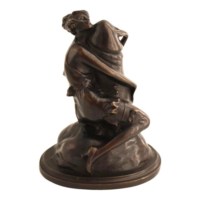 Bruno Zach 1930 Austrian Art Deco Erotic Bronze Sculpture "The Hugger" For Sale