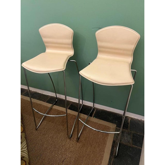 Leather Arper Genoa Bar Stools by Giovani Baccolini, 1990s, Set of 2 For Sale - Image 6 of 9