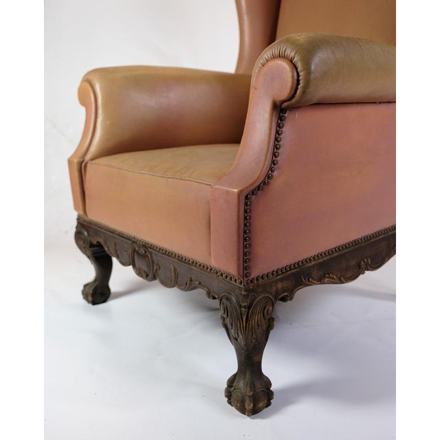 Chesterfield High Flap Chair in Brown Leather, 1920s For Sale - Image 10 of 12