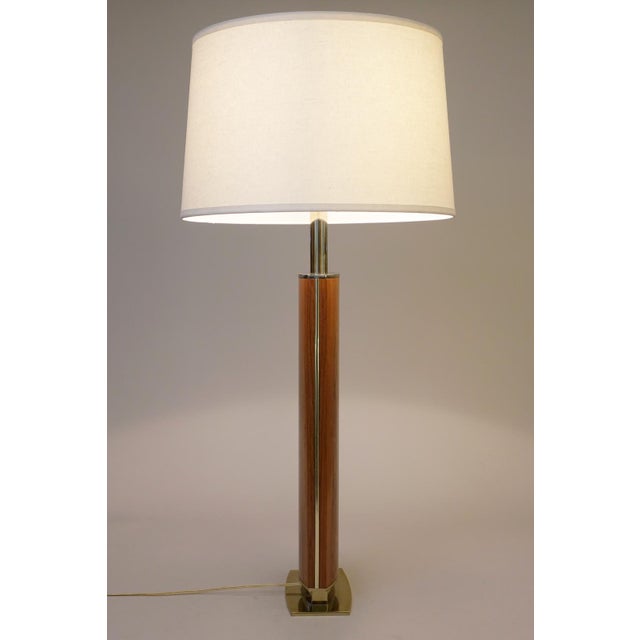 XL Laurel Brass Rosewood Modern Atomic Space Age Table Lamp, 1960s For Sale - Image 9 of 11