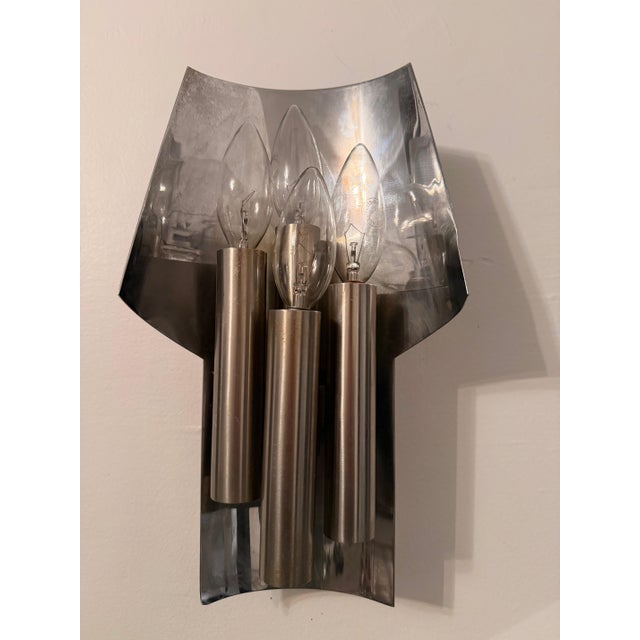 Chrome French 1960s Maison Charles Mid Century Wall Light For Sale - Image 8 of 16