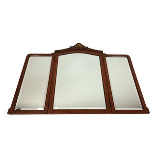 Antique Walnut Triptych Mirror For Sale