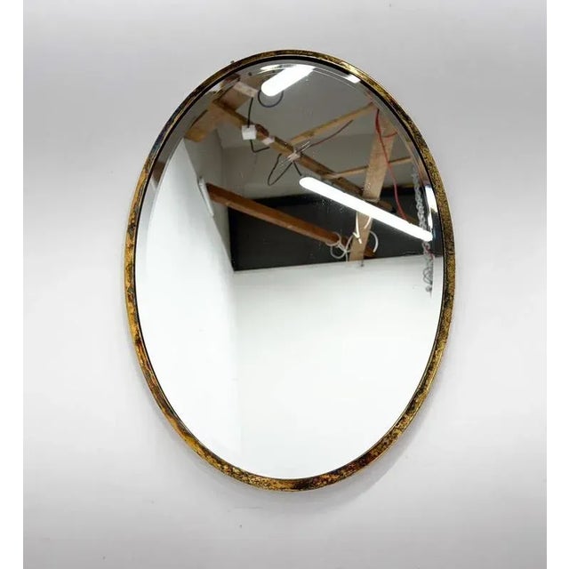 Vintage Brass Wall Mirror with Facet, France, 1950s For Sale - Image 6 of 8