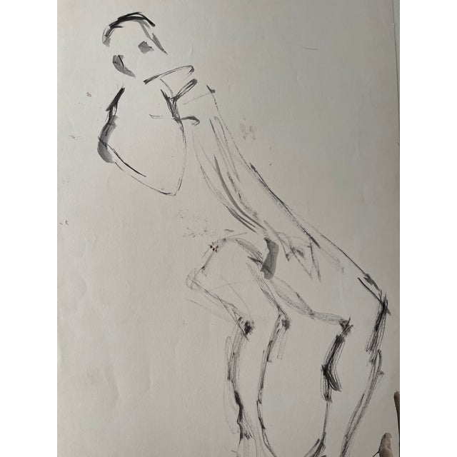 Black Vintage Abstract Painting of Standing Male For Sale - Image 8 of 10
