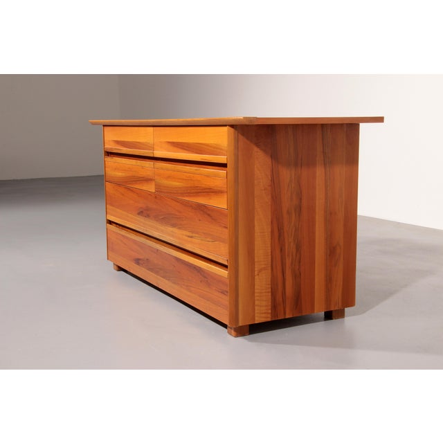 Italian Architectural Chest of Drawers in Walnut, 1970 For Sale - Image 4 of 12