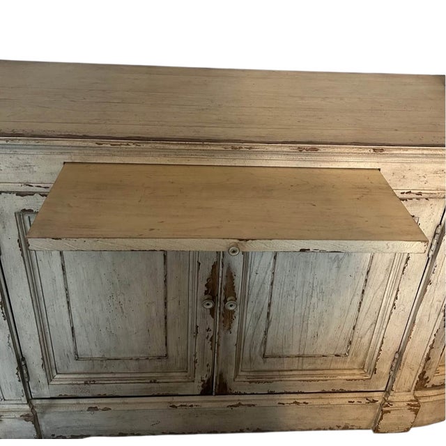 1990s Ethan Allen Emanuel Demilune Sideboard Console Buffet Credenza Distressed For Sale In Philadelphia - Image 6 of 13