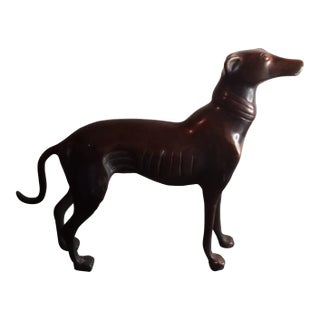 1980s Solid Bronze Greyhound Figurine For Sale
