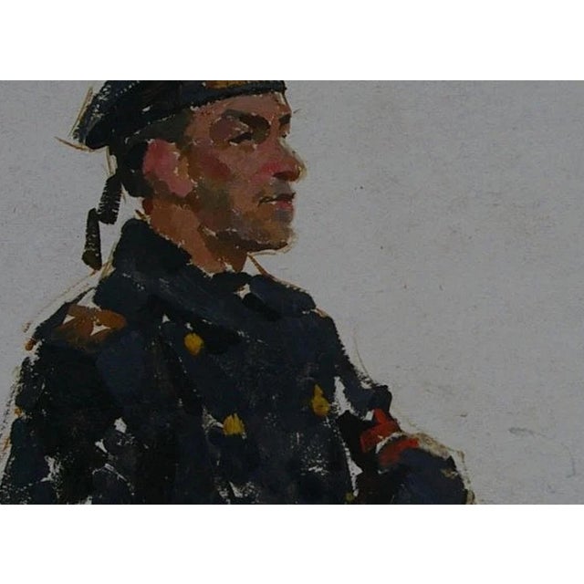 Original Soviet Oil Painting: Soldier Portrait by Ukrainian Artist Shponko, 1965 43-58 For Sale - Image 4 of 6