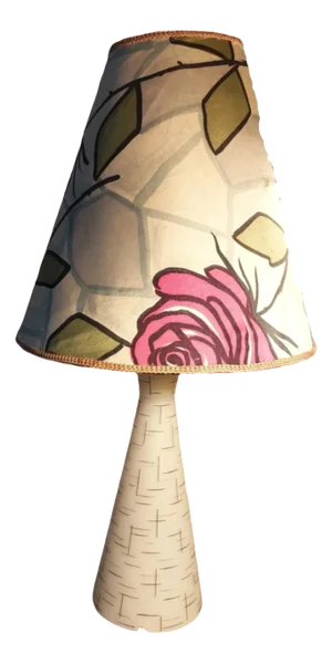 Glass Table Lamp with Floral Lampshade, 1950s