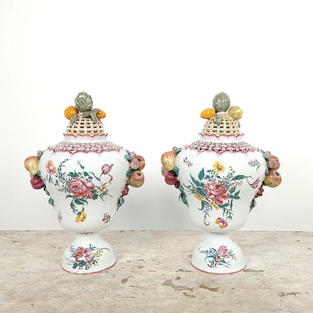 Circa 1960 Large Italian Pottery Covered Jars, a Pair For Sale - Image 4 of 13