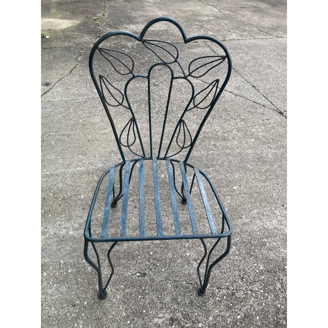 Green Late 20th Century Iron Patio Dining Chairs Attributed to Frontgate-Set of 4 For Sale - Image 8 of 12