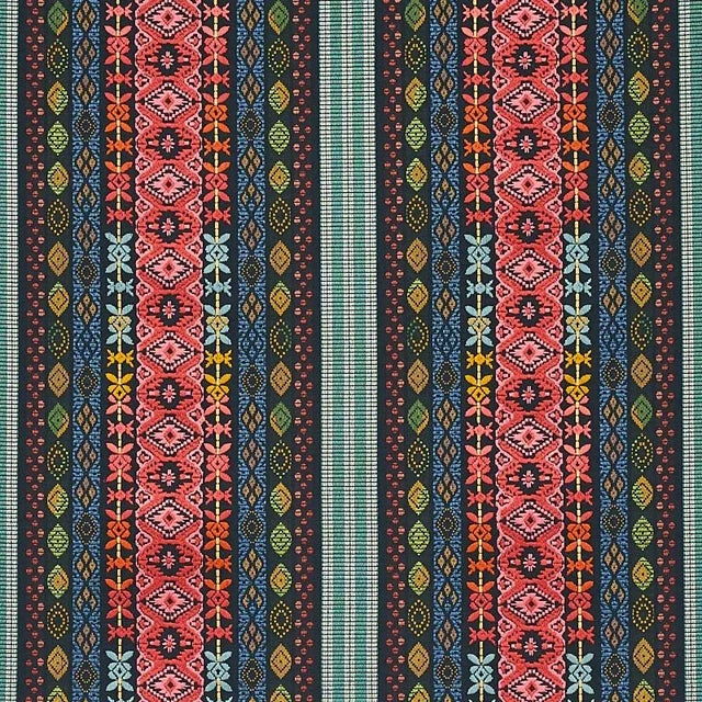 Sample- Schumacher Cosima Embroidery Fabric in Carbon Multi For Sale