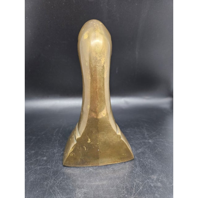 Vintage Patinated Brass Duck Mallard Head Bookend, Mid-Century Modern
